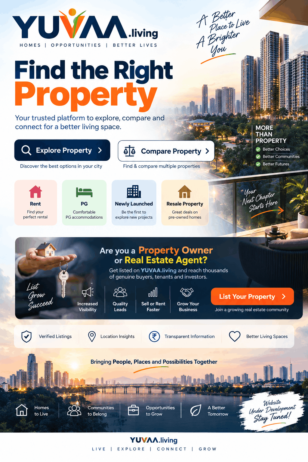 YUVAA.living — Find the Right Property. Explore, compare and connect with property owners and real estate agents.